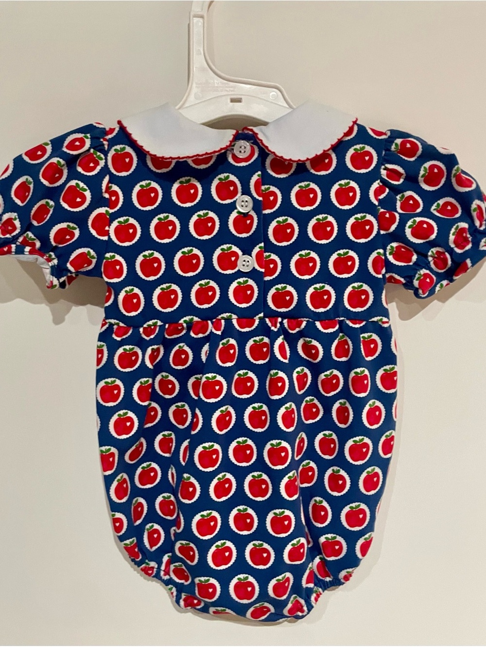 Cypress Row Boutique Baby Girl Bubble Romper Red Apple Back To School - Picture 3 of 4
